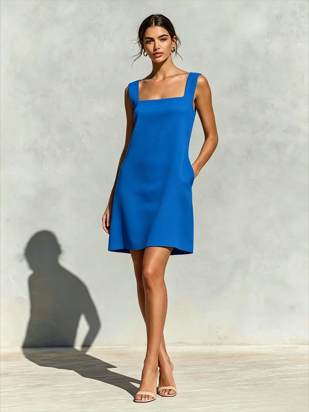 Square-neck sleeveless dress