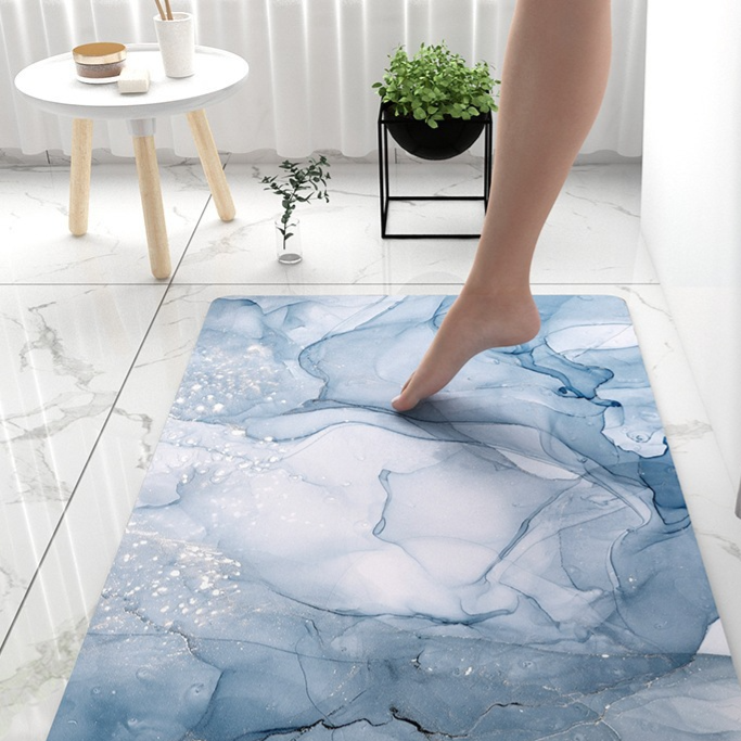 Marble Pattern Bathroom Floor Mat Soft Diatomaceous Earth Non-Slip Quick Drying Mat