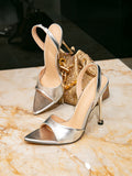 Silver High-Heeled Sandals for Women