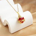 Vintage Sacred Heart Red Zircon Necklace