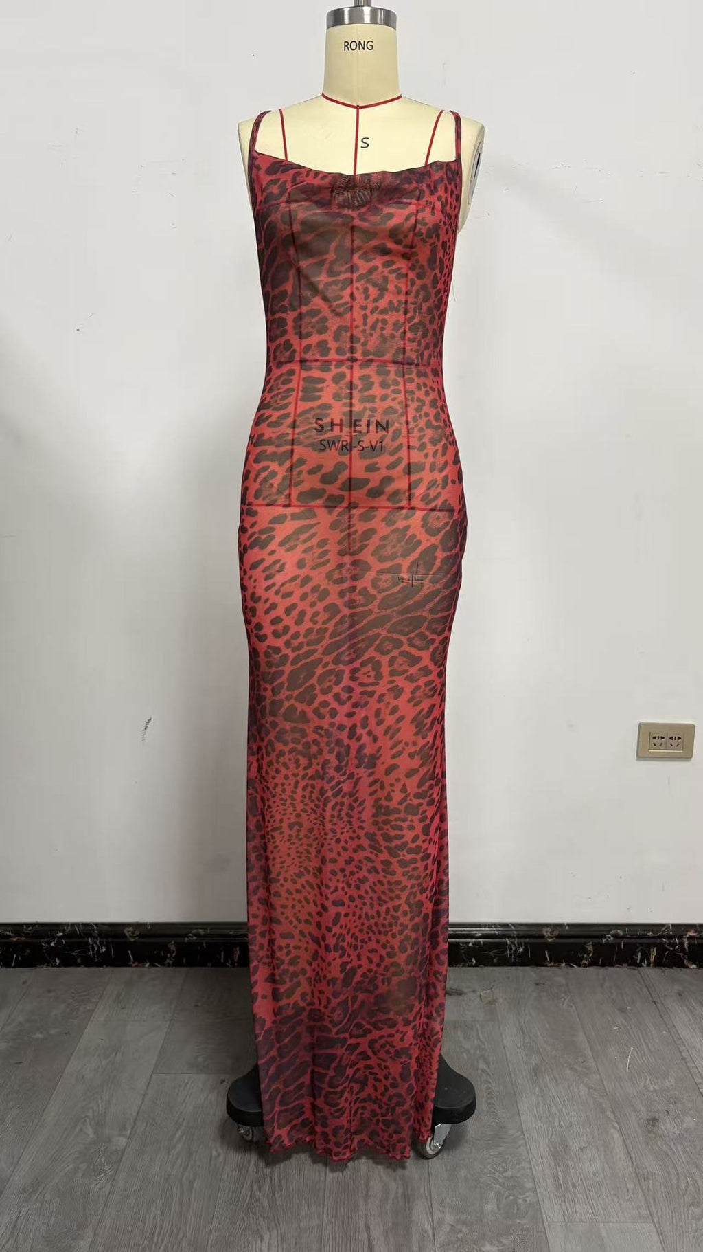 Women's Leopard Print Open Back Long Dress