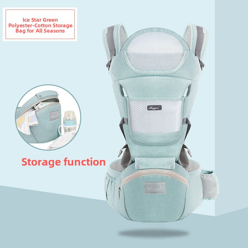 Foldable Baby Carrier with Waist Stool Dual Shoulder Support