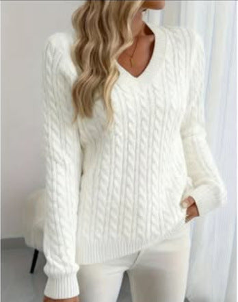 Crew-neck cable-knit sweater
