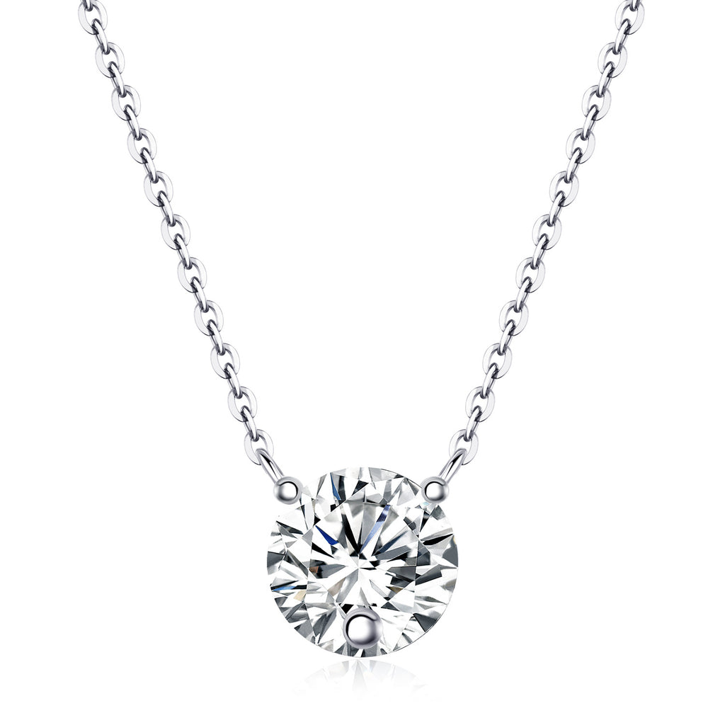Sterling Silver Moissanite Geometric Pendant Necklace