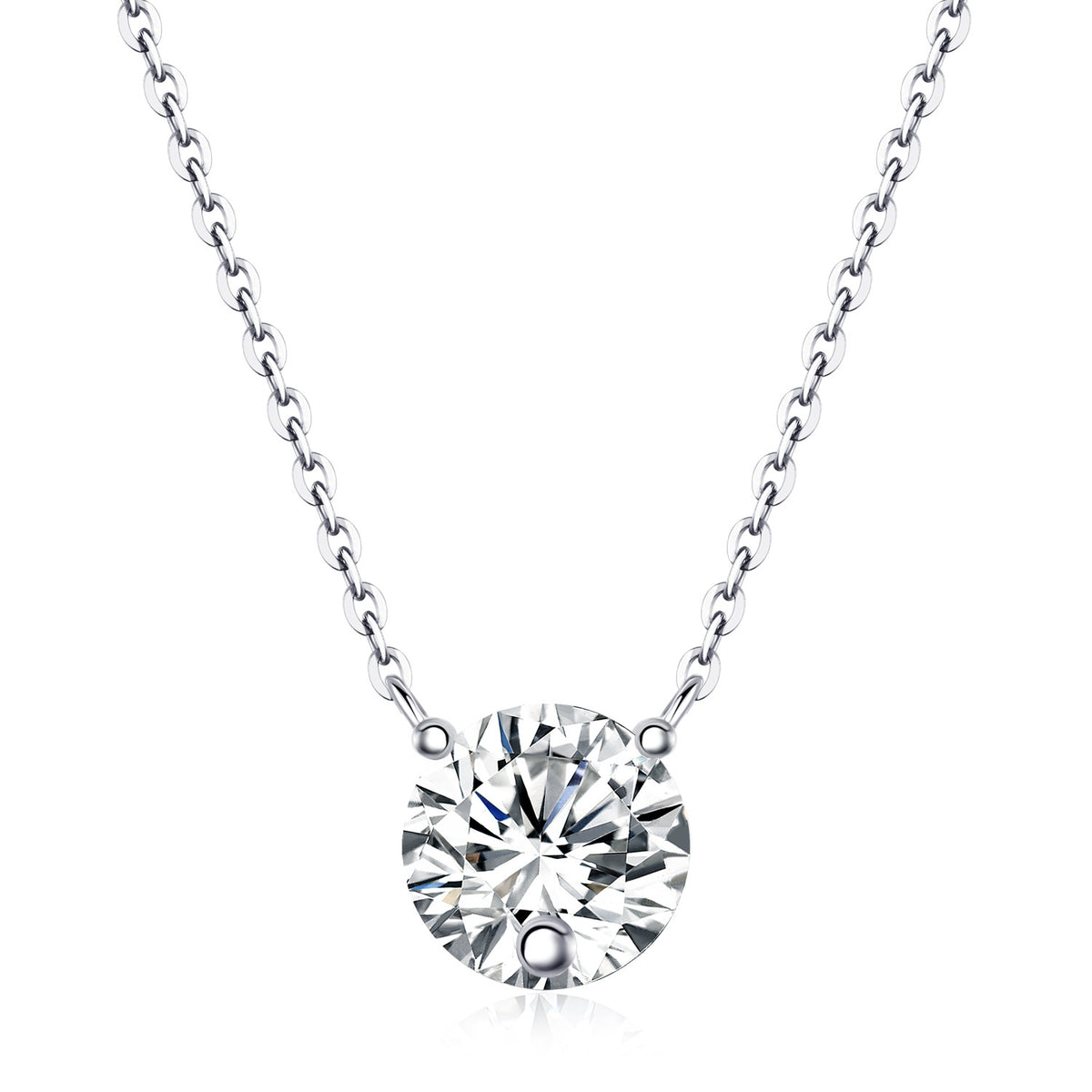 Sterling Silver Moissanite Geometric Pendant Necklace