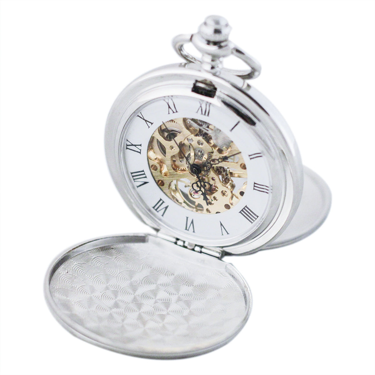 Engraved Mechanical Pocket Watch with Alloy Chain