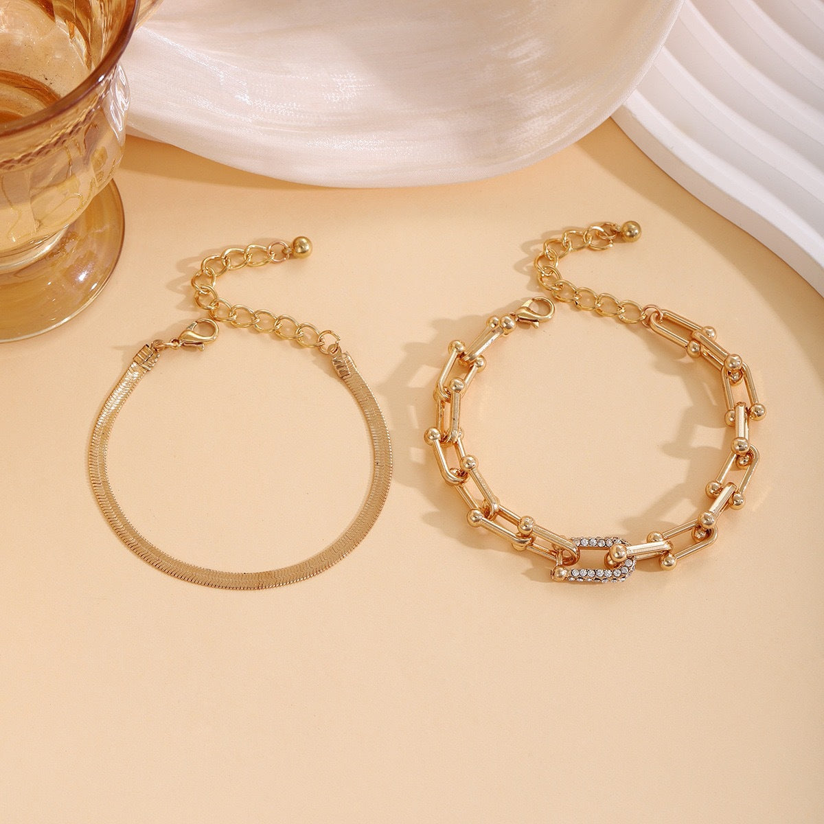 Women's Geometric U-Shape Gold Plated Bracelet