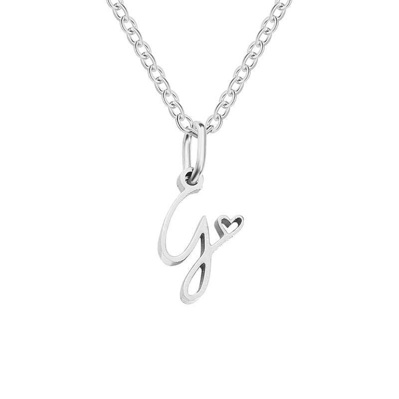Alphabet Letter Stainless Steel Necklace