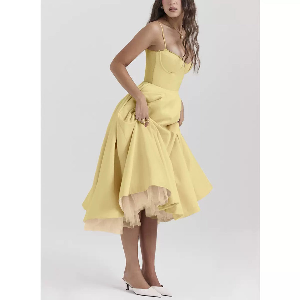 Double Layer V Neck Sleeveless Tutu Dress