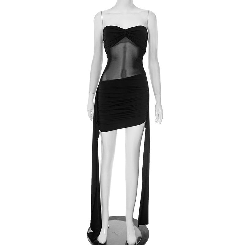 Women's solid-color plunging-neckline dress