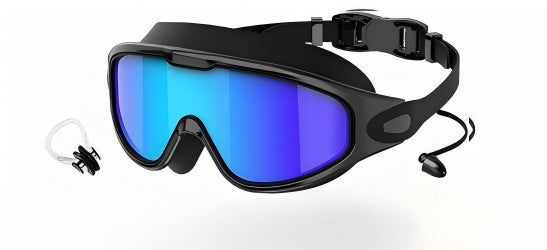 Large Frame Anti-Fog Swimming Goggles with Earplugs