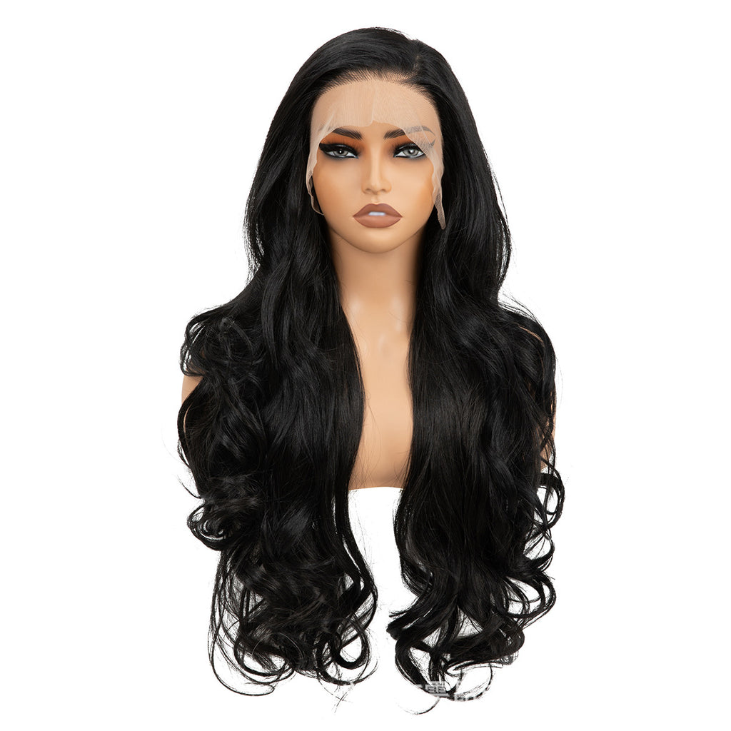 Black Wavy Long Curly Front Lace Wig
