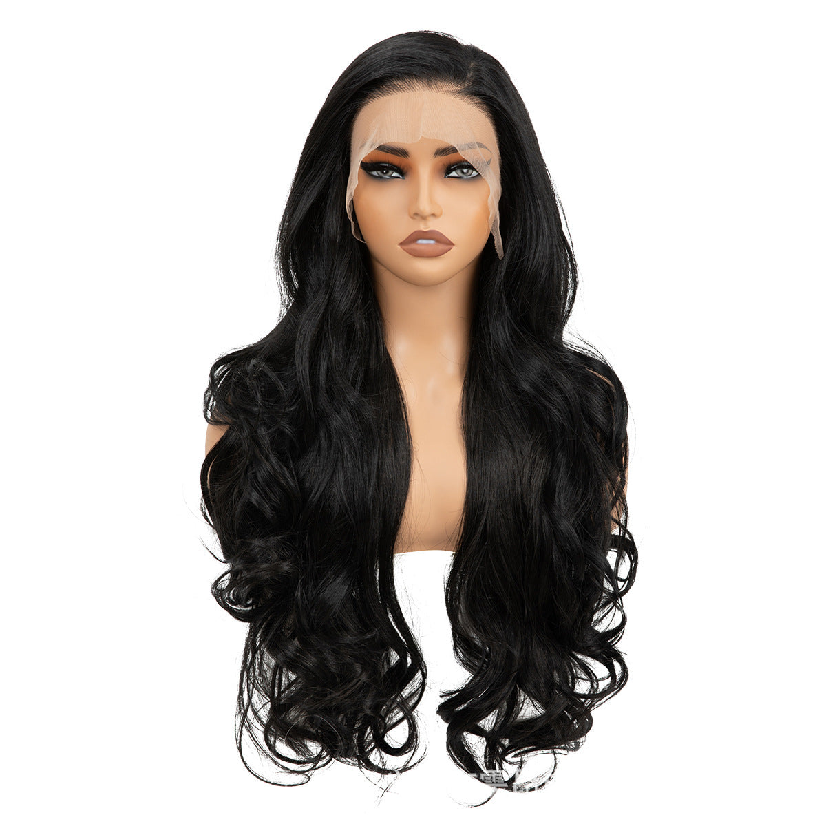 Black Wavy Long Curly Front Lace Wig