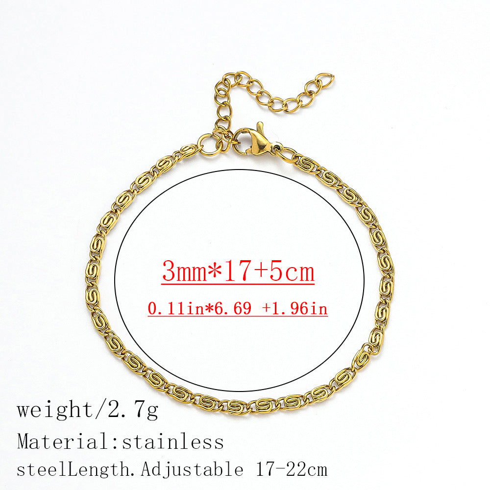 316L Titanium Steel Bracelet Waterproof Hypoallergenic Gold Plated Chain Jewelry for Men Women Unisex Fashion Accessories