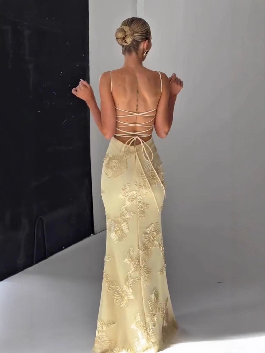 Strapless Floral Embroidery Mermaid Dress