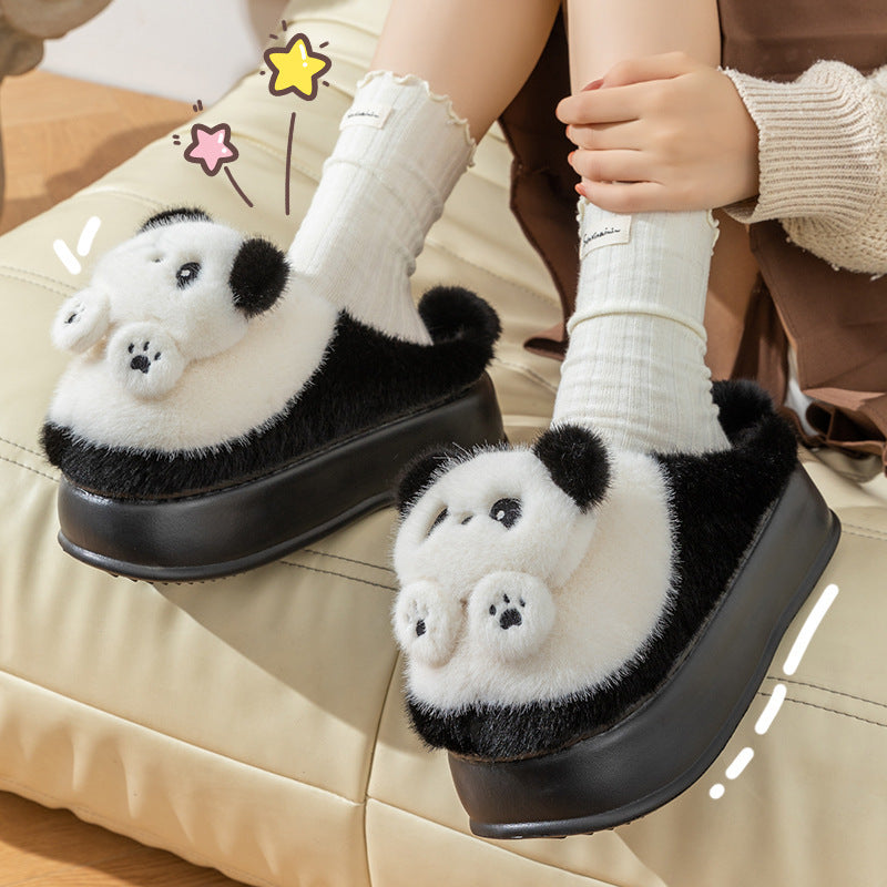 Women's plush panda home slippers