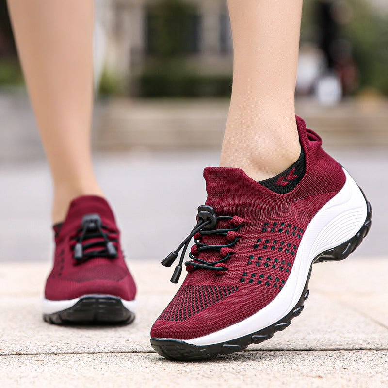 Womens Wedge Heeled Casual Sports Shoes