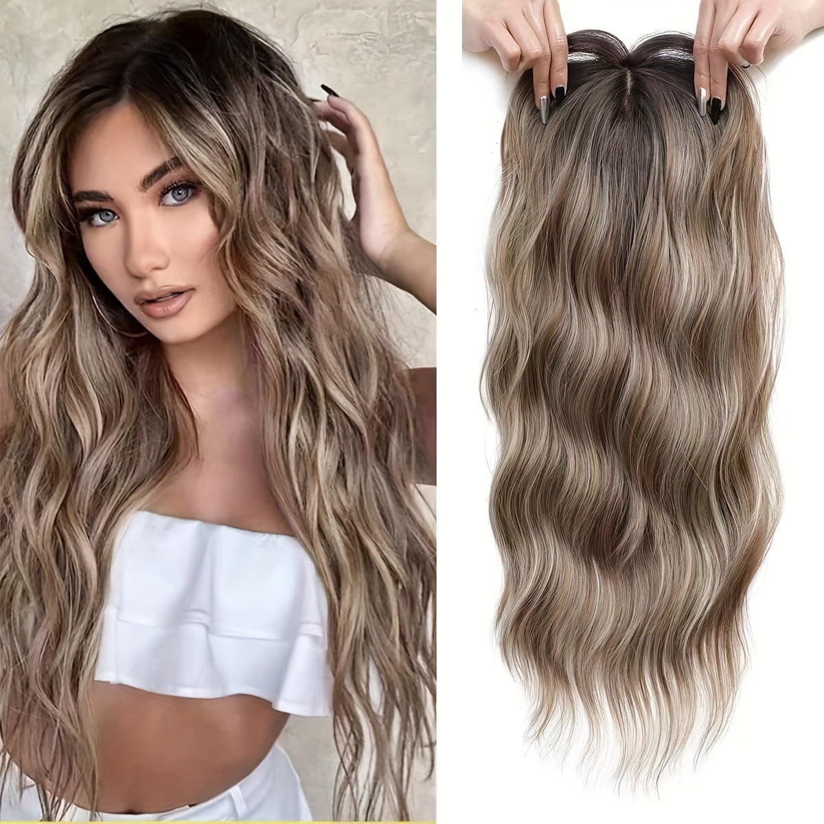 Synthetic Hairpiece for Women with Gradient Color