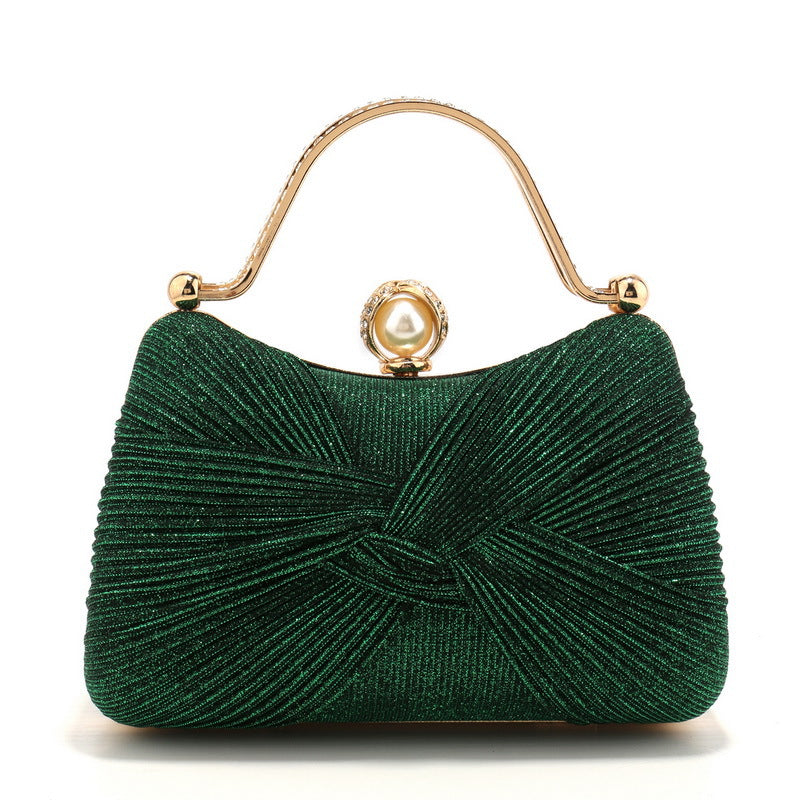 Women's Pleated Evening Bag Versatile Chain Clutch Crossbody Handbag