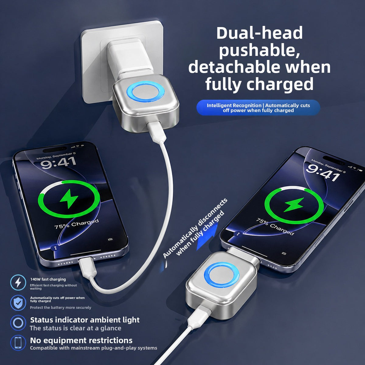 140W AI Recognition Fast Charger with Auto Disconnect