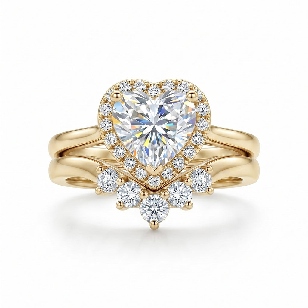 Women's heart-shaped zirconium ring