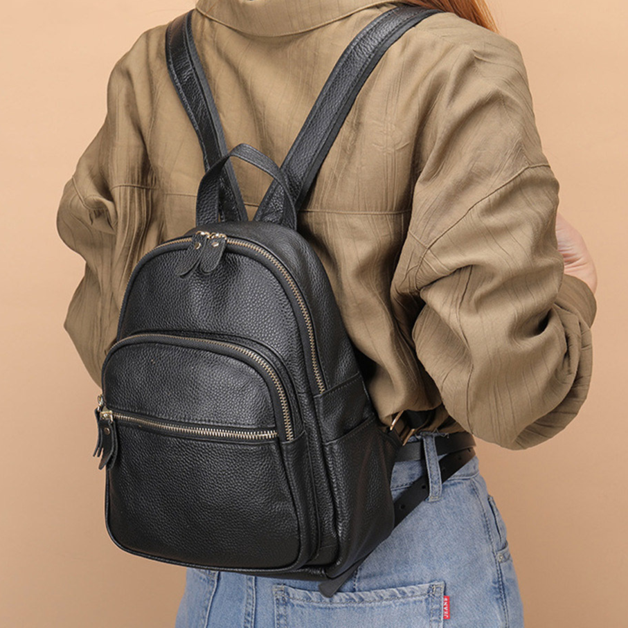 Women's double-shoulder bag, soft leather commuter bag