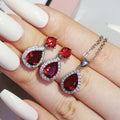 Pear-Shaped Zircon Earrings Necklace Set