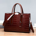 Womens Crocodile Pattern Shoulder Tote Bag