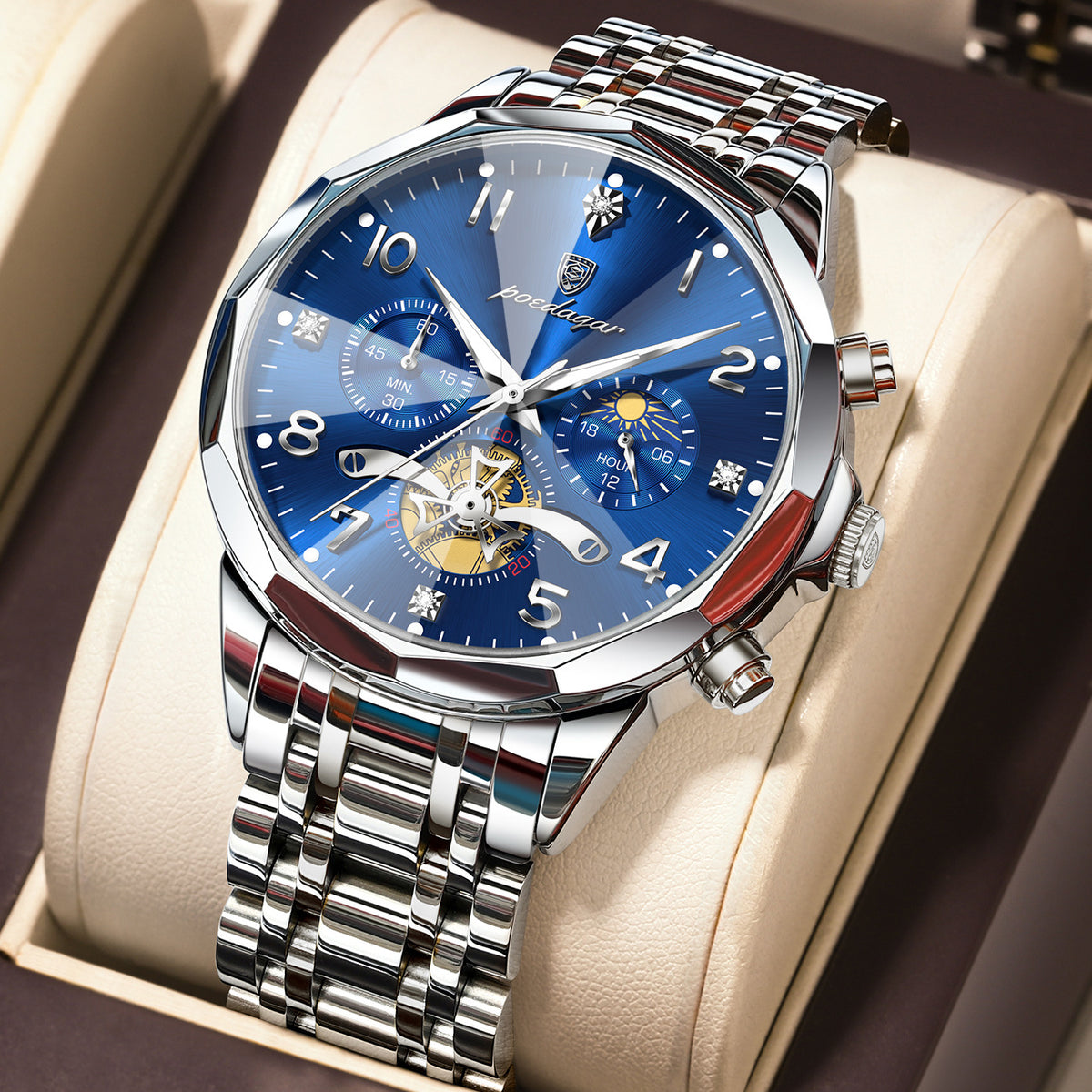 Multifunctional men's waterproof luminous chronograph business casual wristwatch