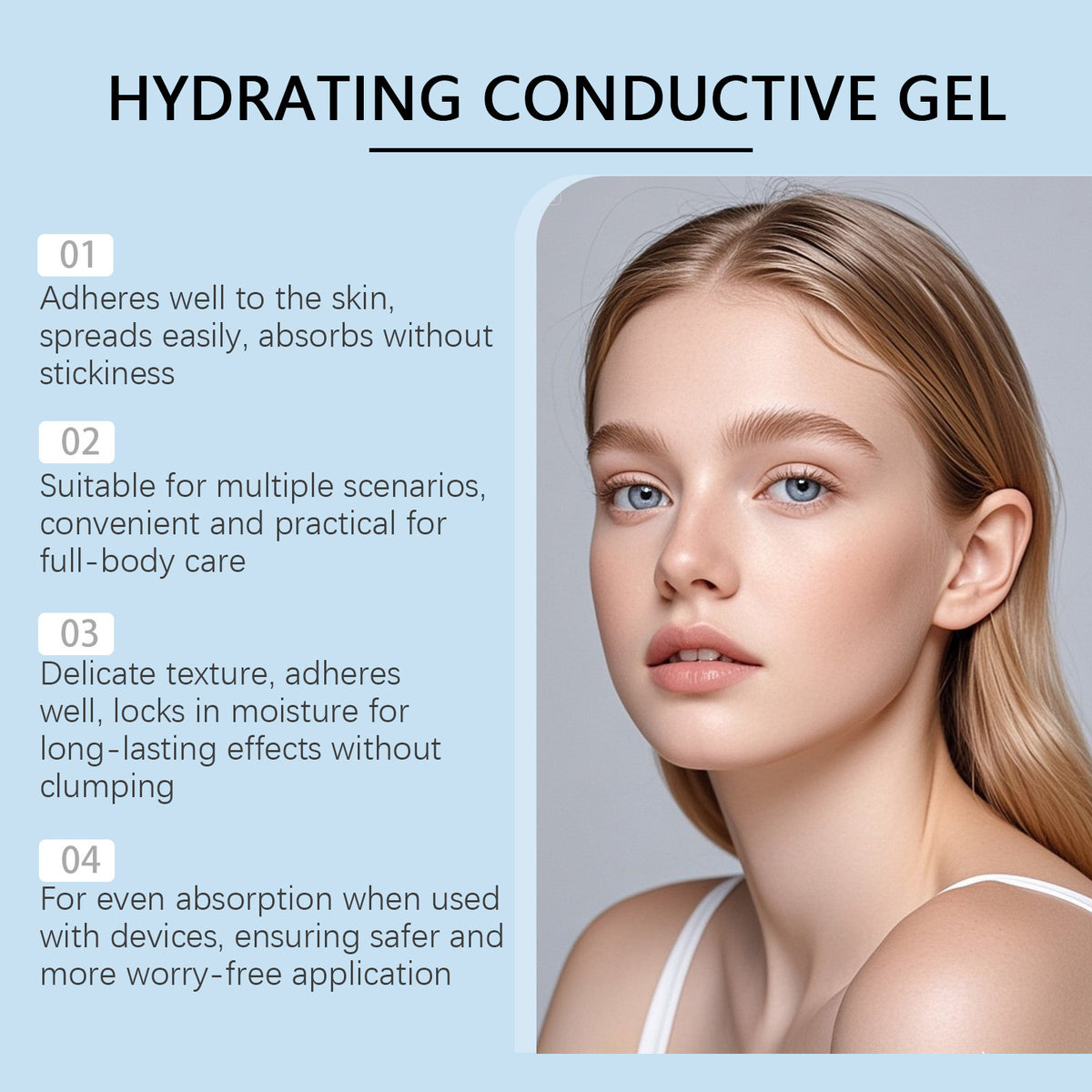 Moisturizing mild ingredients easy to absorb topical application care gel
