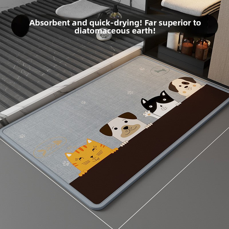 Cute Cartoon Bathroom Mat Absorbent Non-Slip Home Decor