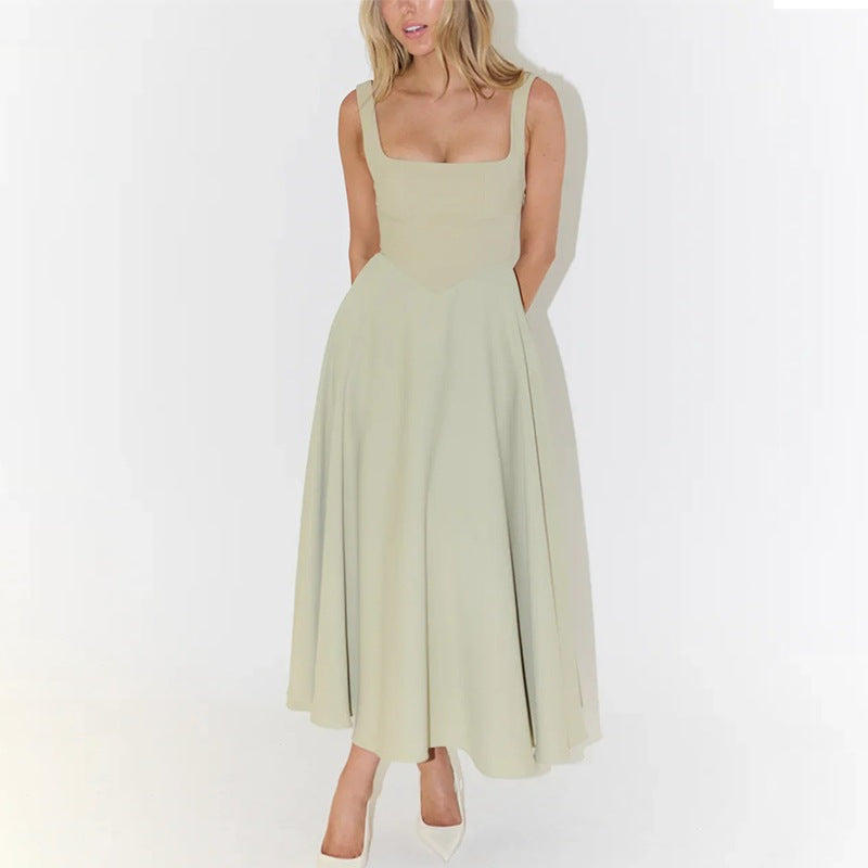 Elegant Sleeveless Midi Dress with Straps