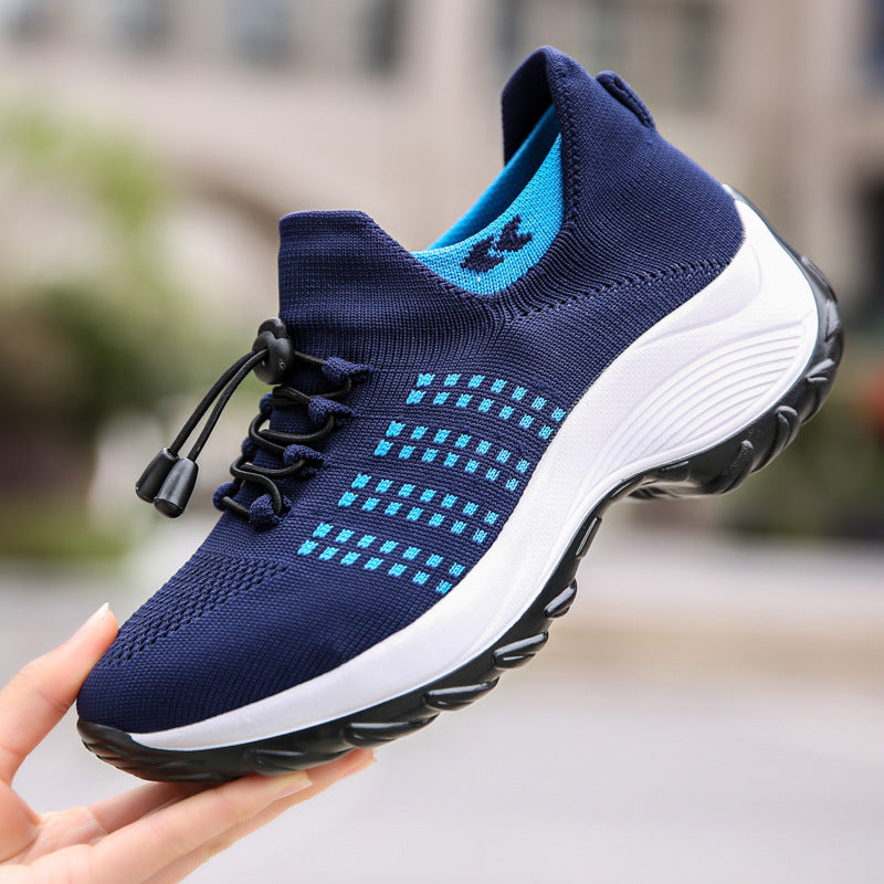 Womens Wedge Heeled Casual Sports Shoes