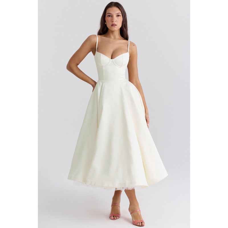 French Style Mesh Princess Dress with Flared Hem
