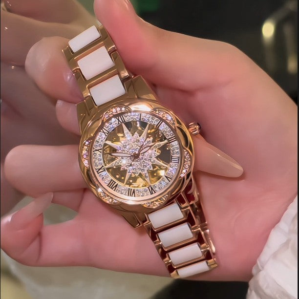 Sunflower Hollow Ceramic Ladies Watch