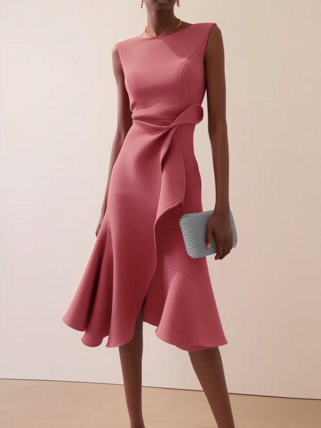 Sleeveless Round Neck Elegant Dress