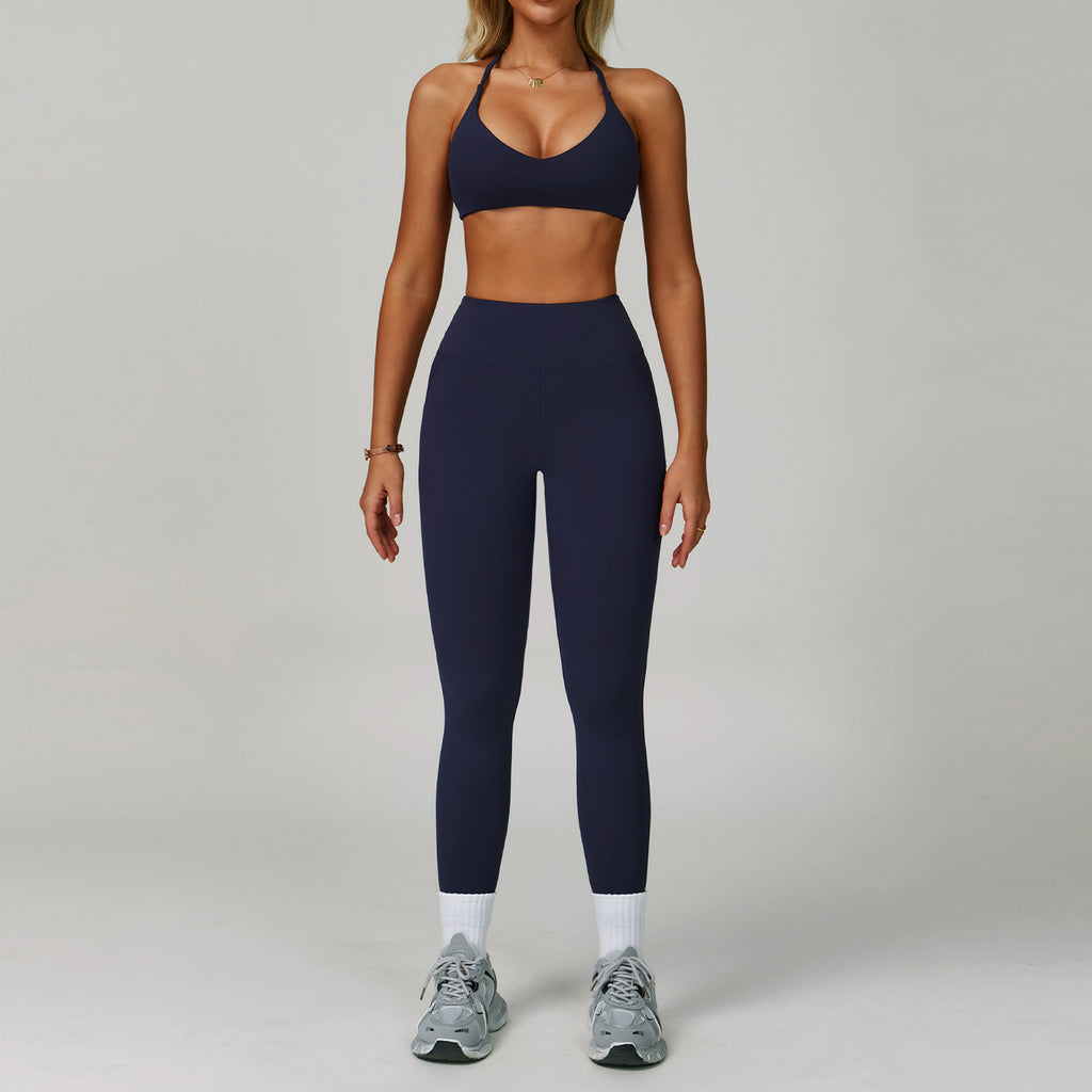 Womens Backless Yoga Fitness Set High-Intensity Sportswear
