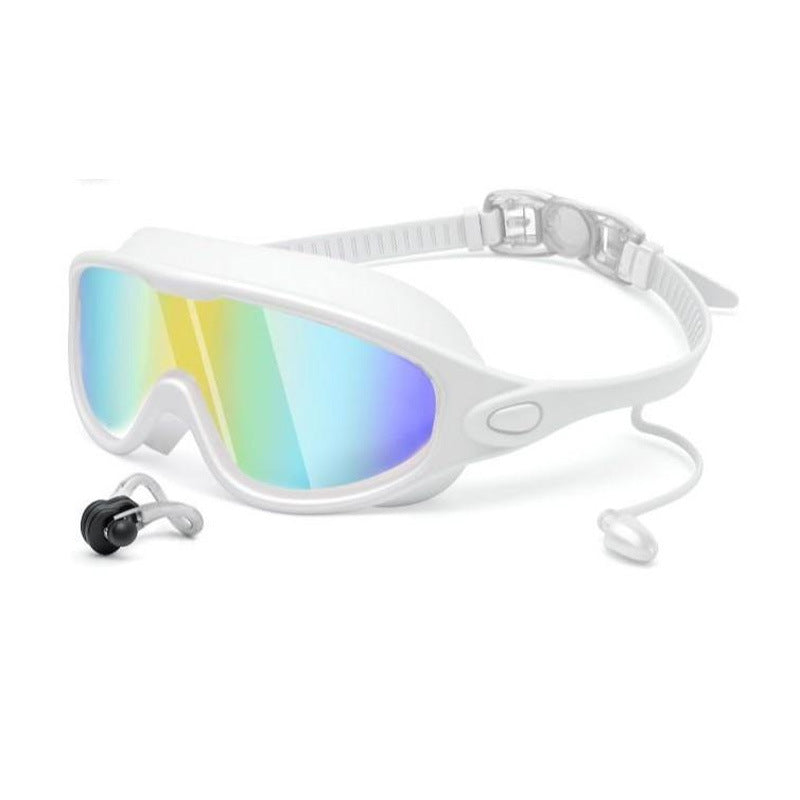 Large Frame Anti-Fog Swimming Goggles with Earplugs