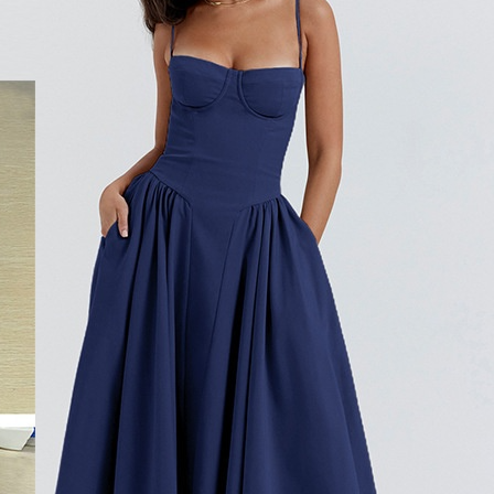 French Retro Long Sleeveless Dress