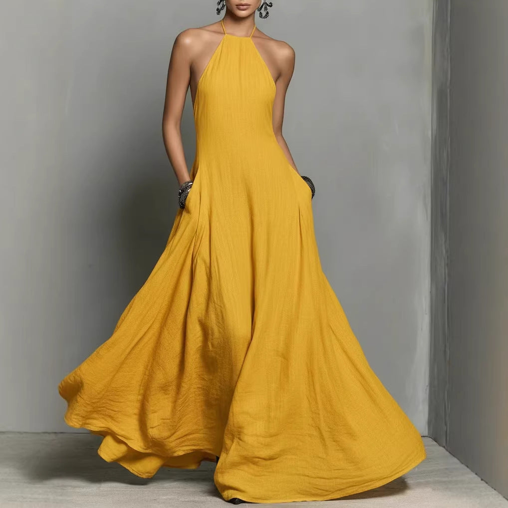 Womens Backless Sleeveless Long Dress