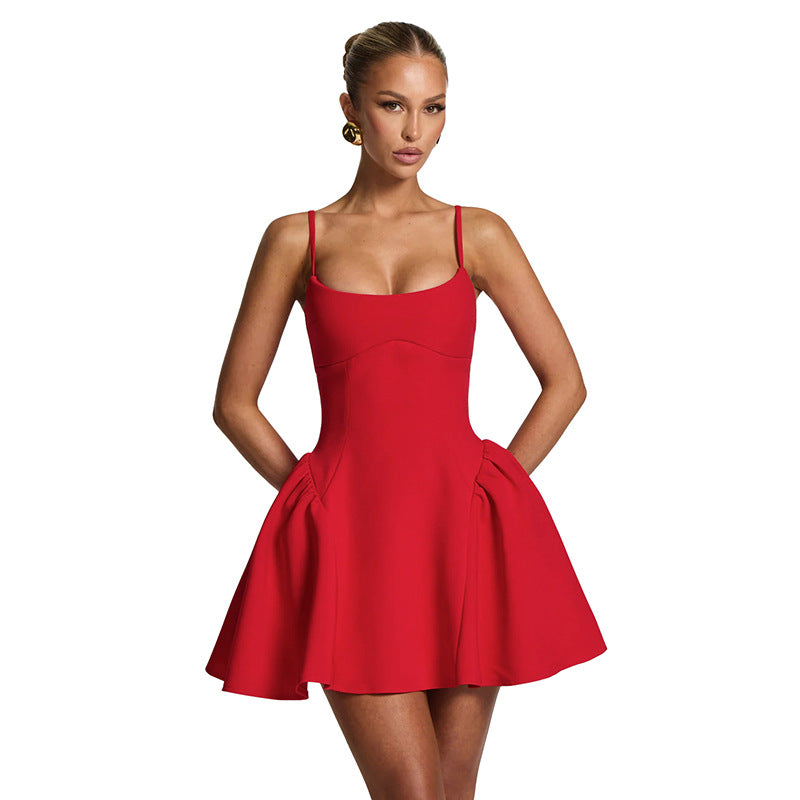 Suspender A-Line Sleeveless Dress