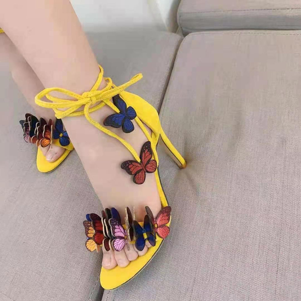 Strappy Butterfly High-Heeled Sandals