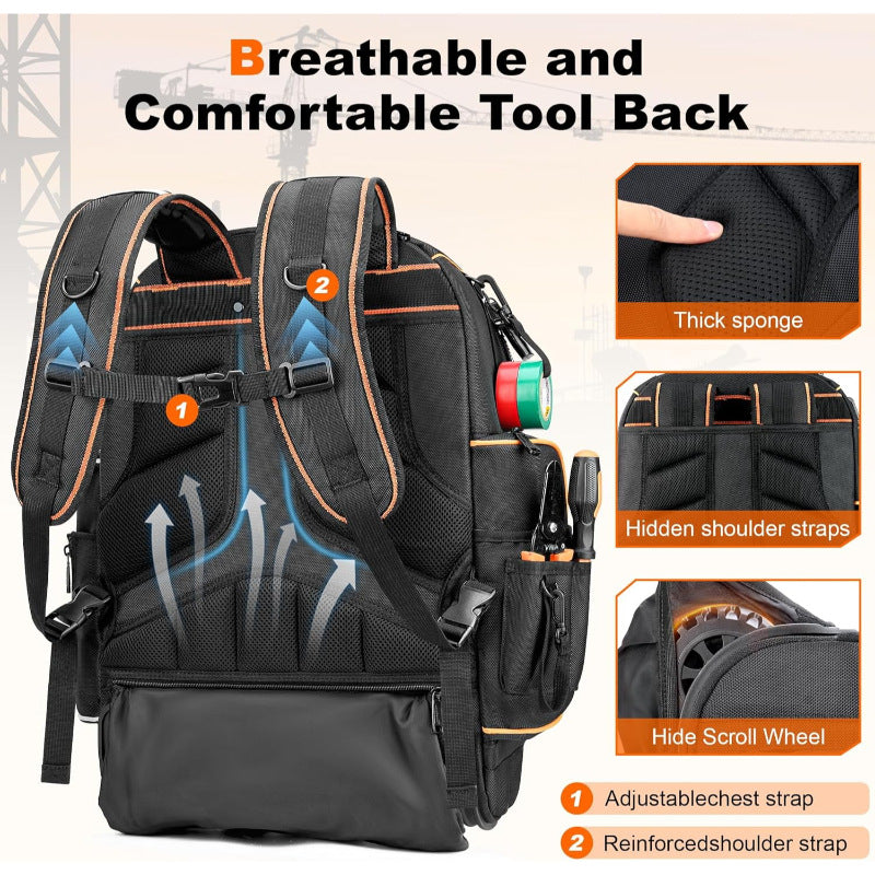 Heavy Duty Rolling Tool Backpack with Wheels