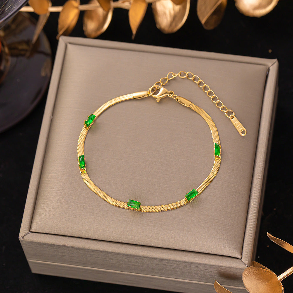 Women's Titanium Steel Inlaid Charm Bracelet Versatile Fashion Jewelry