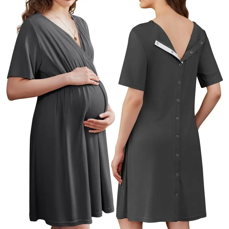 Loose V-Neck Short Sleeve Dress