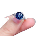 London Blue Topaz Gemstone Necklace with Adjustable Ring