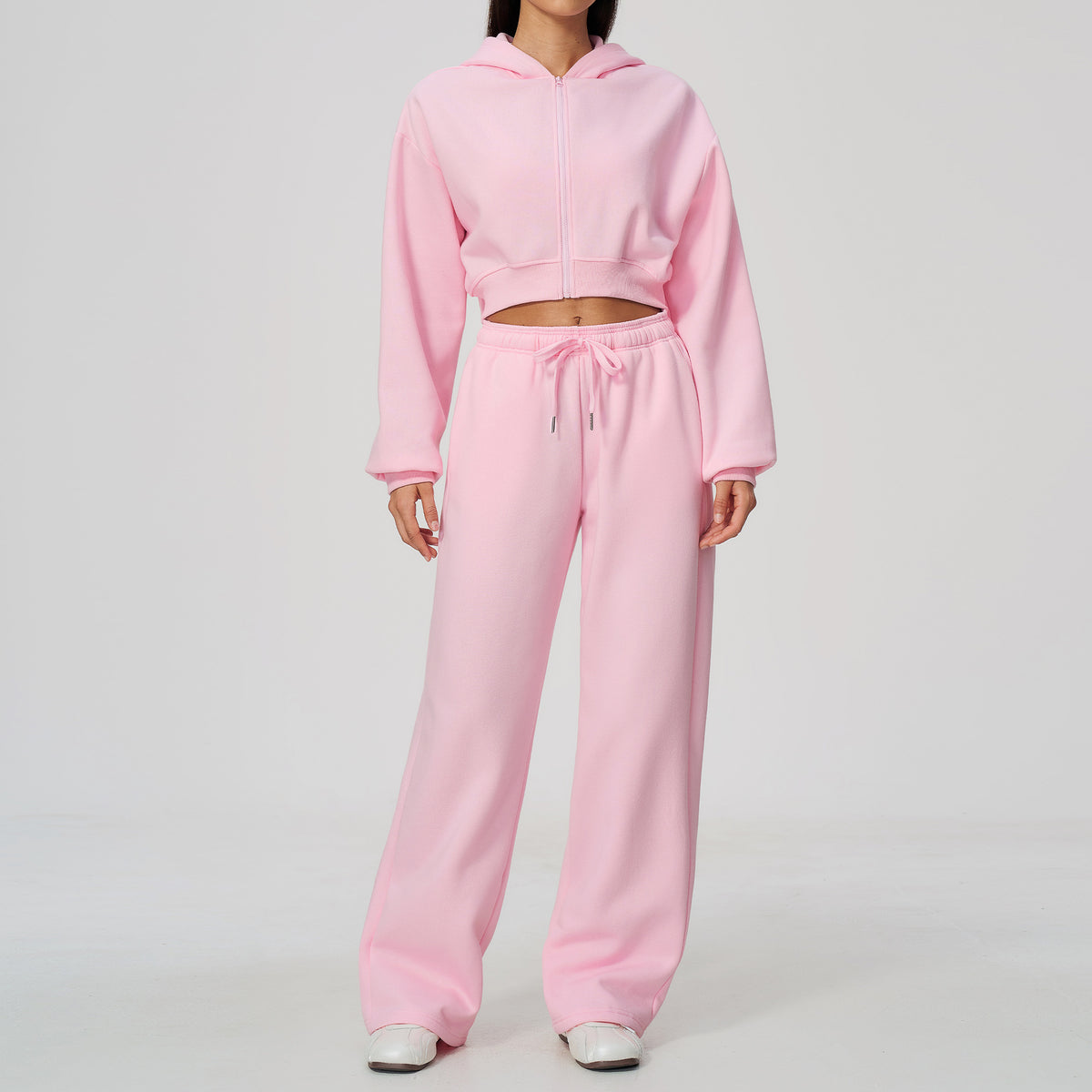 Women's Fleece Lined Zip Up Hoodie and Sweatpants Two Piece Set