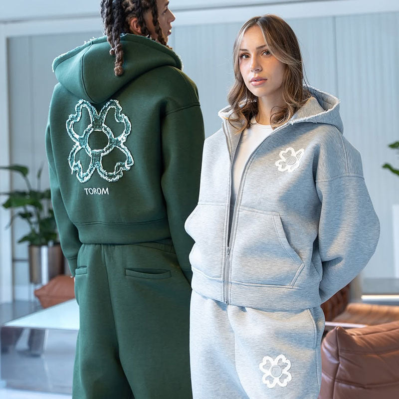 Casual Printed Zip Up Hoodie Unisex Sweatshirt