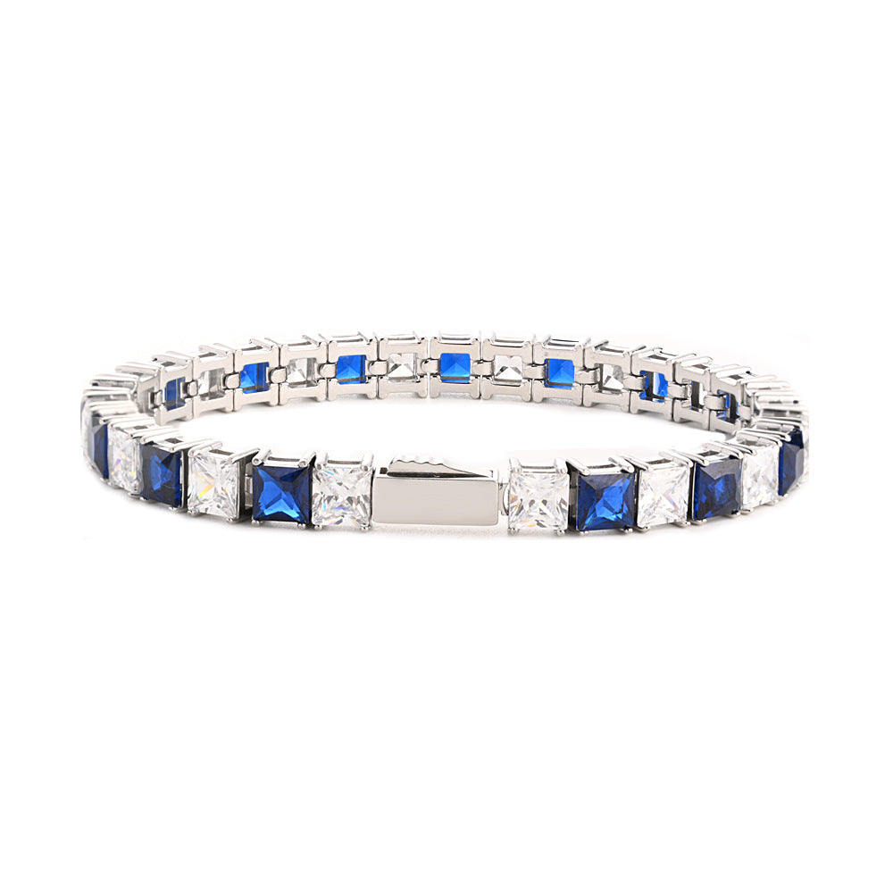 Stainless Steel Tennis Chain Bracelet Square Zircon Light Luxury Jewelry