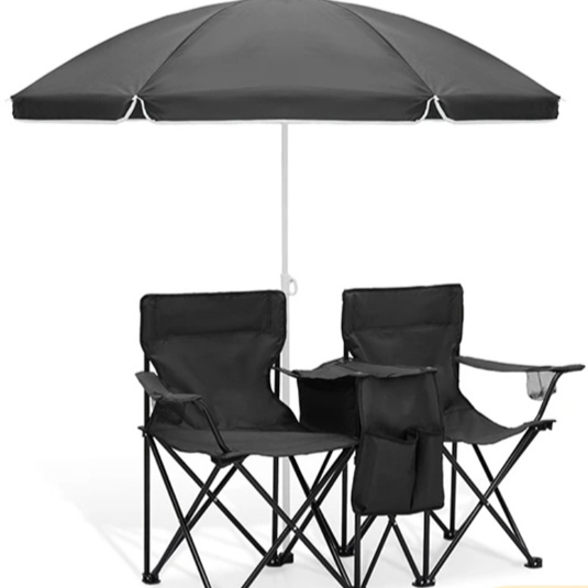 Portable Double Folding Chair with Sunshade